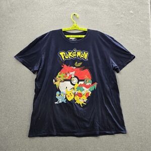 Pokemon Men Shirt XXL Navy Graphic Pokemon Characters Logo Short Sleeve